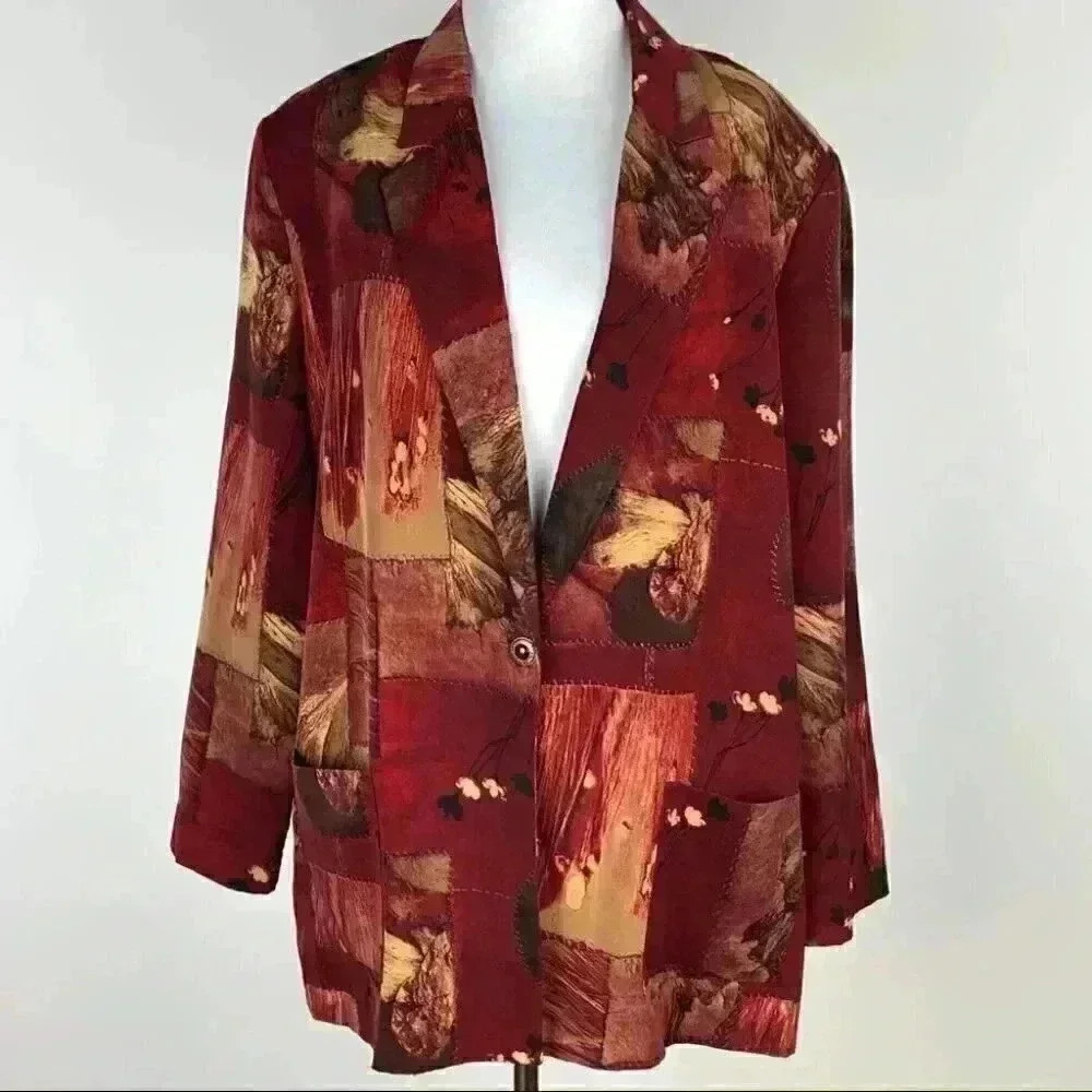 N touch womens blazer multicolored one button southwestern vintage 80s 90s